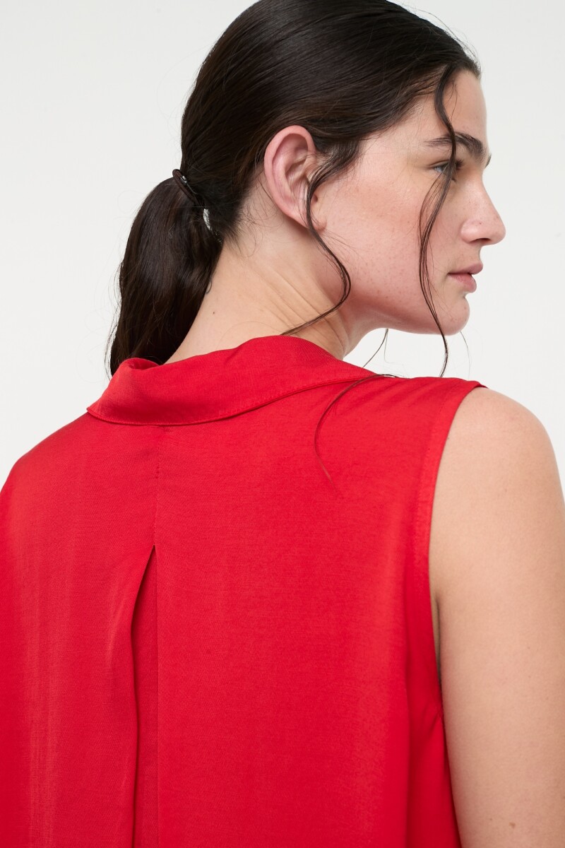 VESTIDO CORTO CON CUELLO Rojo