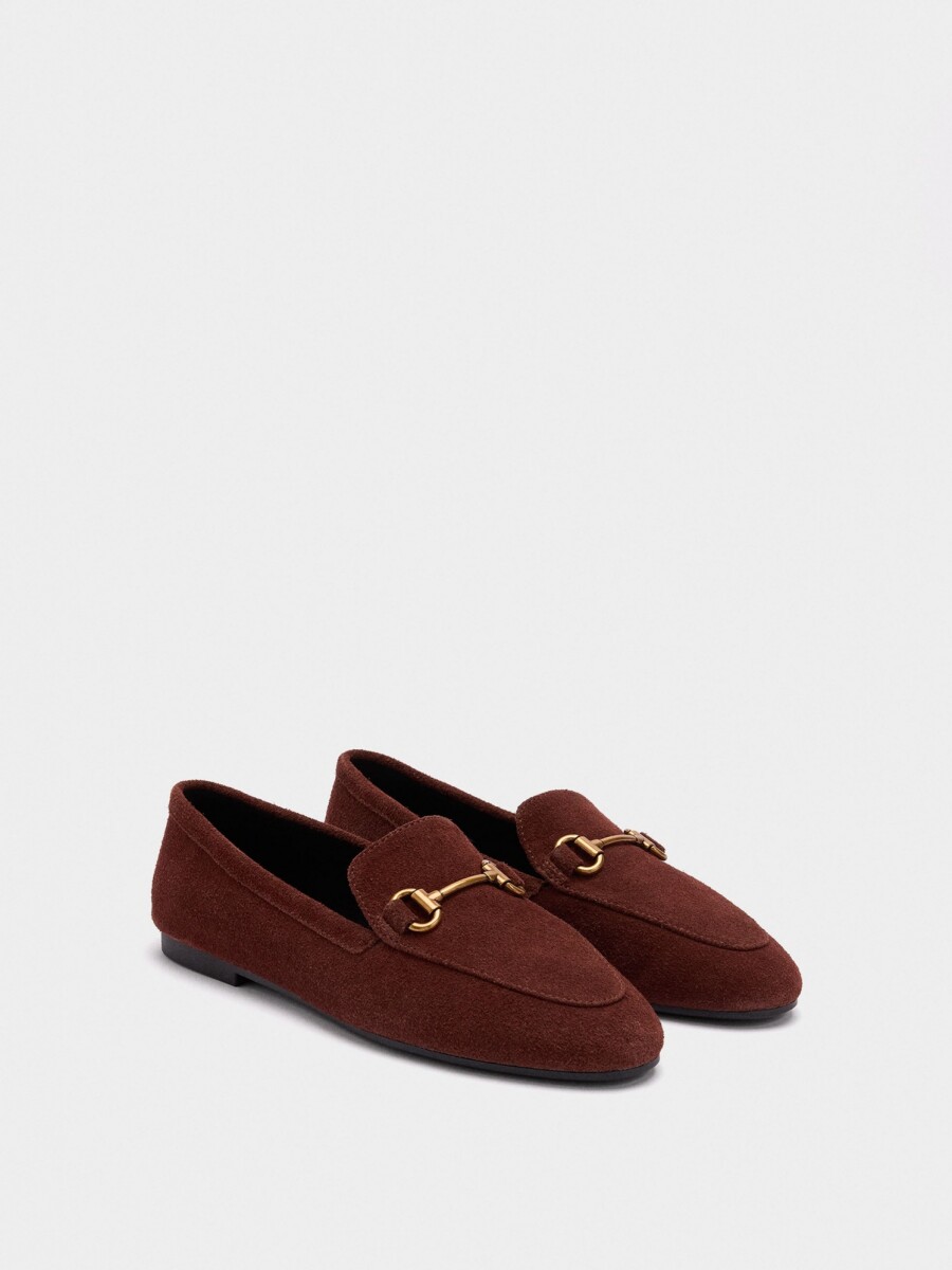 Mocasines De Piel Con Hebilla canela