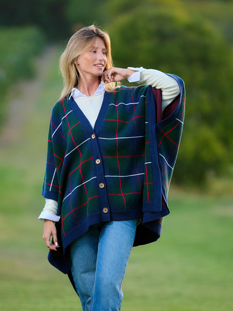 Poncho Cuadros Bristol - Azul 