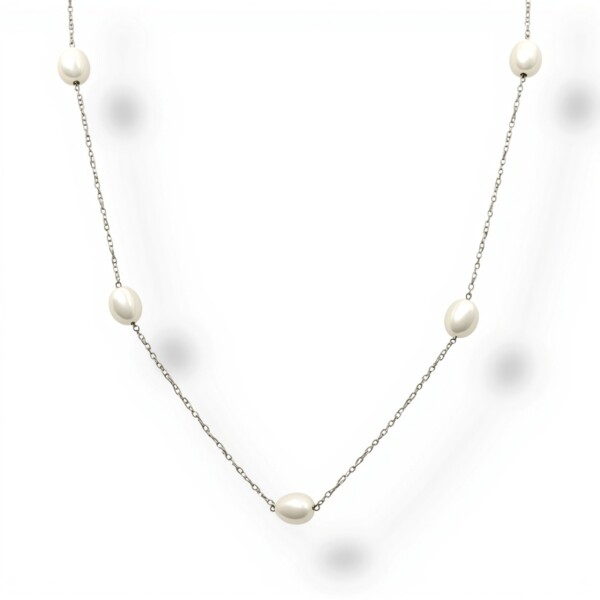 Cadena collar de perlas -Plata 925-Perlas de rio-CD3443 conperla