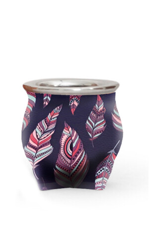 MATE DE CERÁMICA CHICO DELTA PLUMAS MULTICOLOR