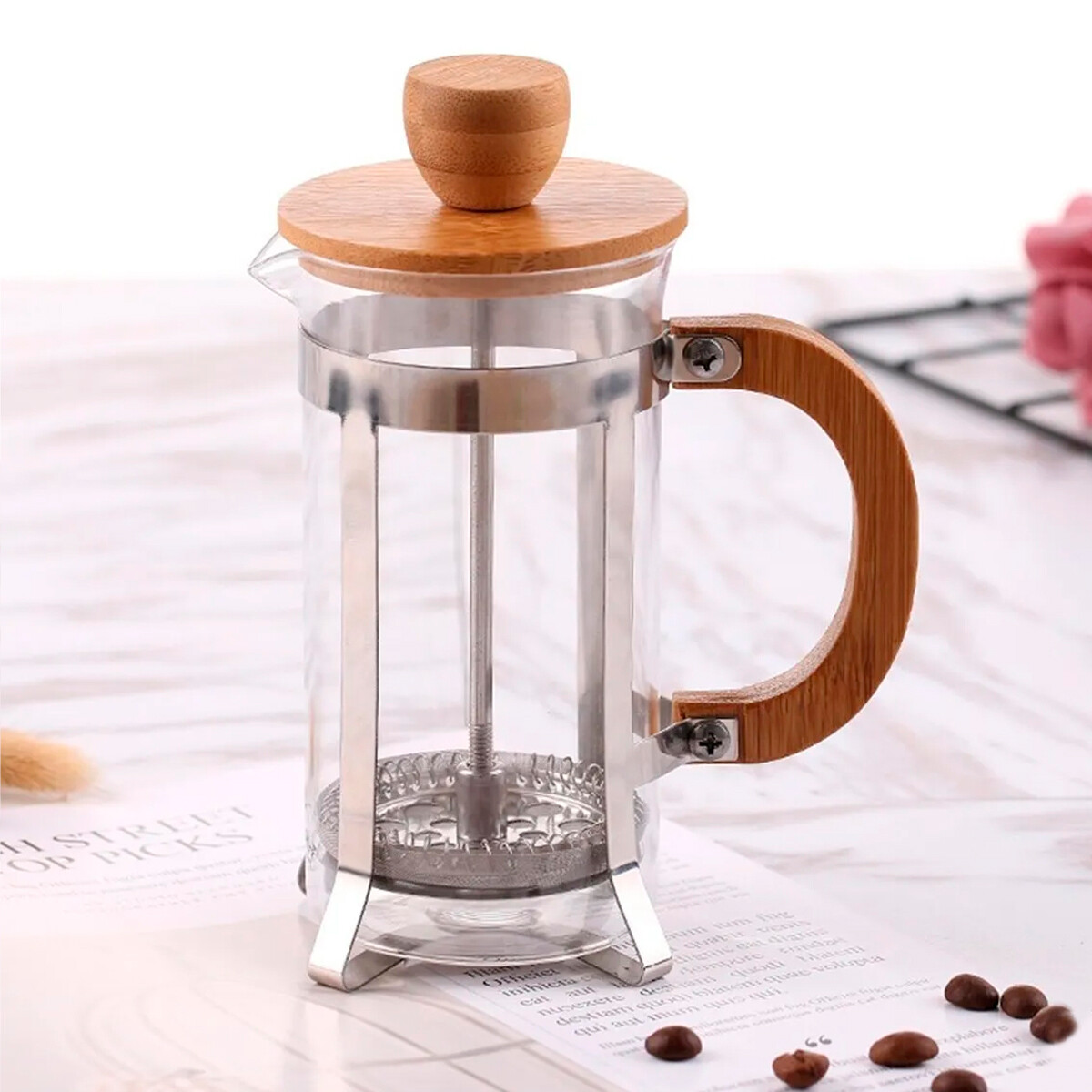 Prensa Francesa Vidrio y Madera 600 ML - MADERA 