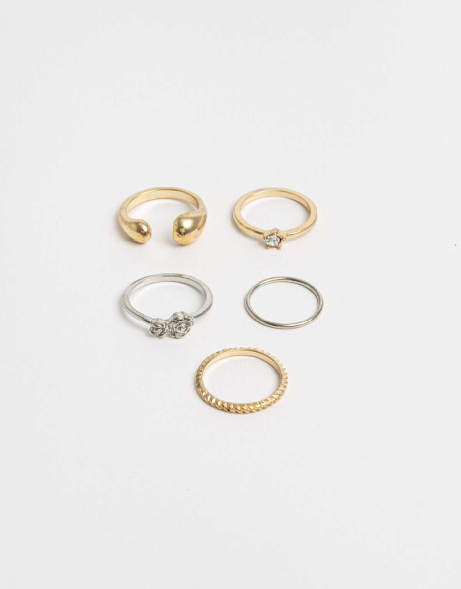 Anillos Sets De Metal - Combinacion Bicolor 