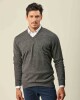 Buzo Lambswool Escote V Gris Oscuro