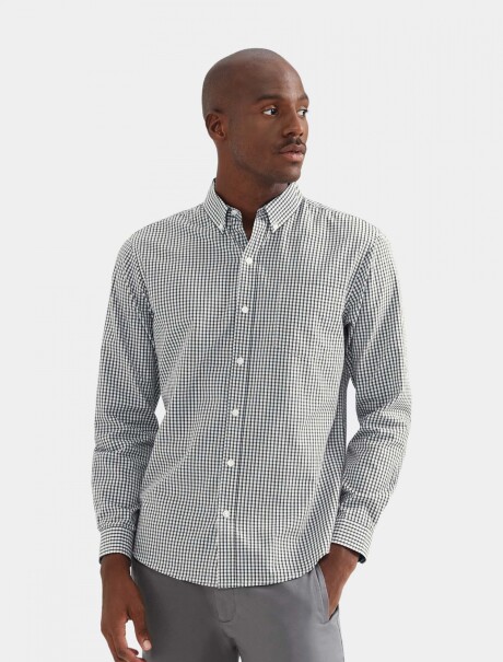 CAMISA MANGA LARGA SLIM CON ESTAMPADO CELESTE