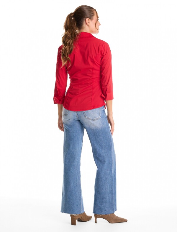 Camisa Stretch & Alforzas ROJO