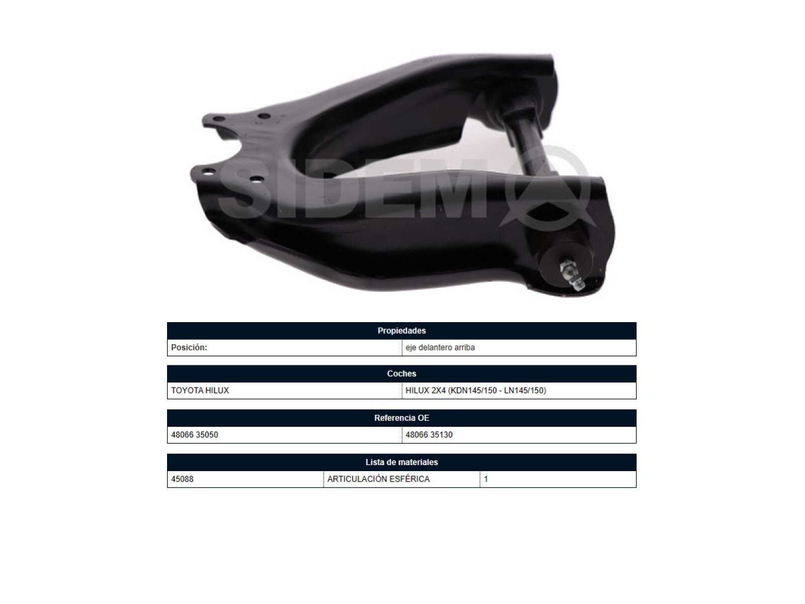 Parilla De Susp Del Effa Plutus/Aujoun Faw Z7 GWM Sailor Orient Ruda Toyota Hilux 89-25 Der/Izq 