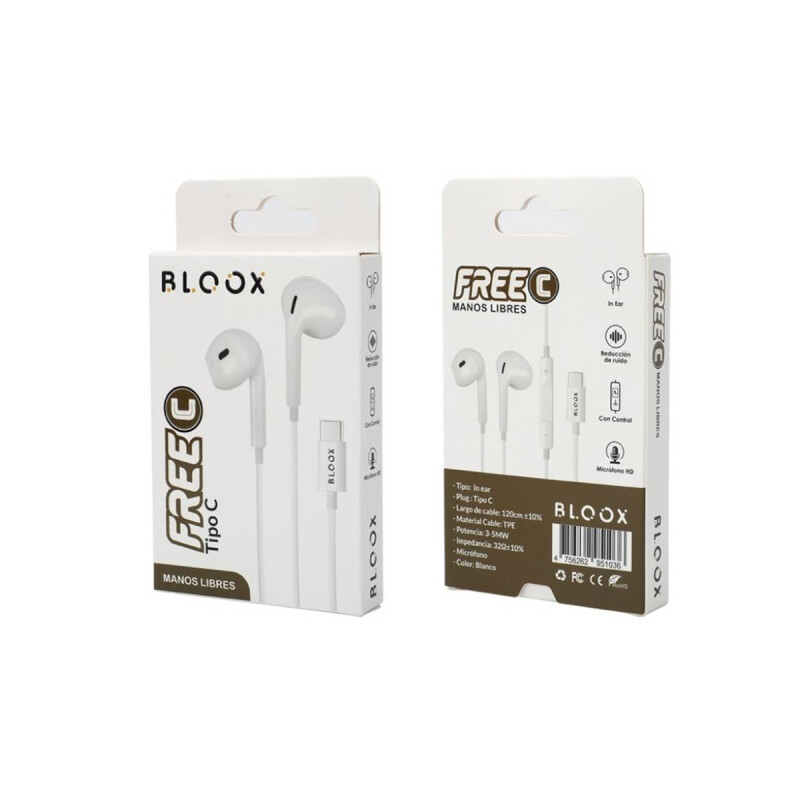 Auriculares On-ear Tipo-C color blanco Auriculares On-ear Tipo-c Color Blanco