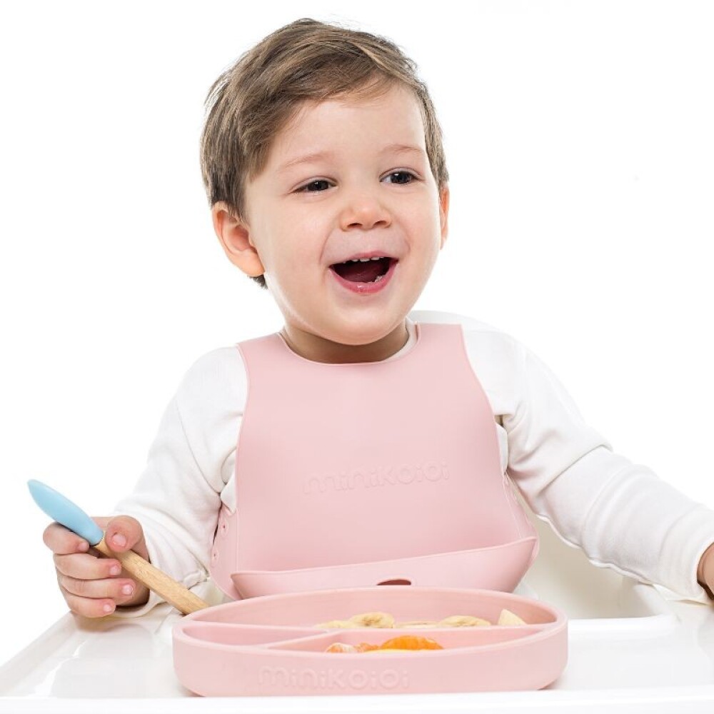 Plato con divisiones ventosa MinikOiOi rosado