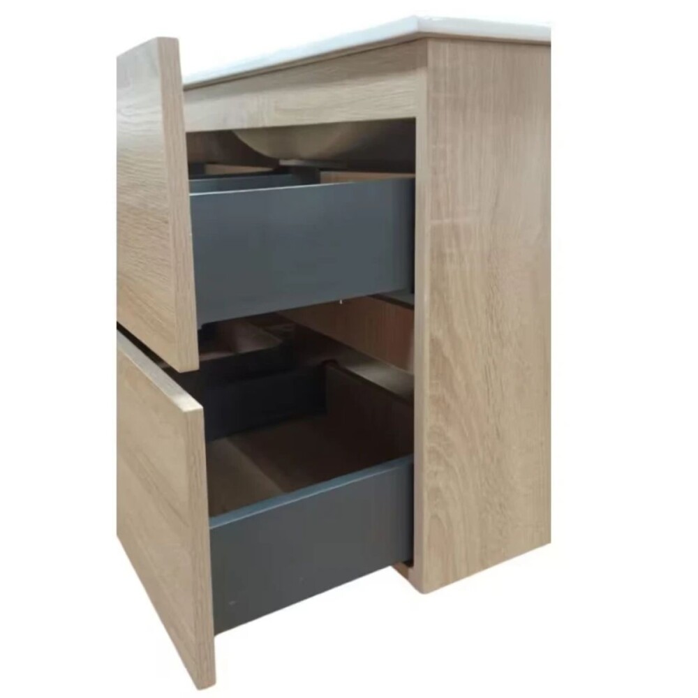 Mueble de baño suspendido Oak Dmc y espejo botiquín 75 cm Vip Oak DMC Mueble De Baño Suspendido Oak Dmc Y Espejo Botiquín 75 Cm Vip Oak Dmc