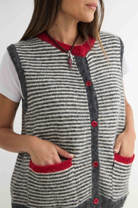 CHALECO RAYADO TRÉBOL ROJO