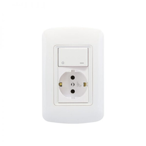 Conj. toma schuko+int. bipolar blanco Atenea Plus M47127