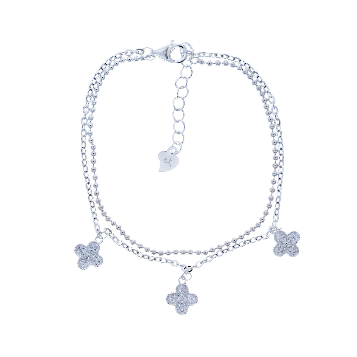 Pulsera de plata 925 con dijes con circonias. 