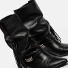 Bota Caña Media Amazonia En Cuero Liso Negro