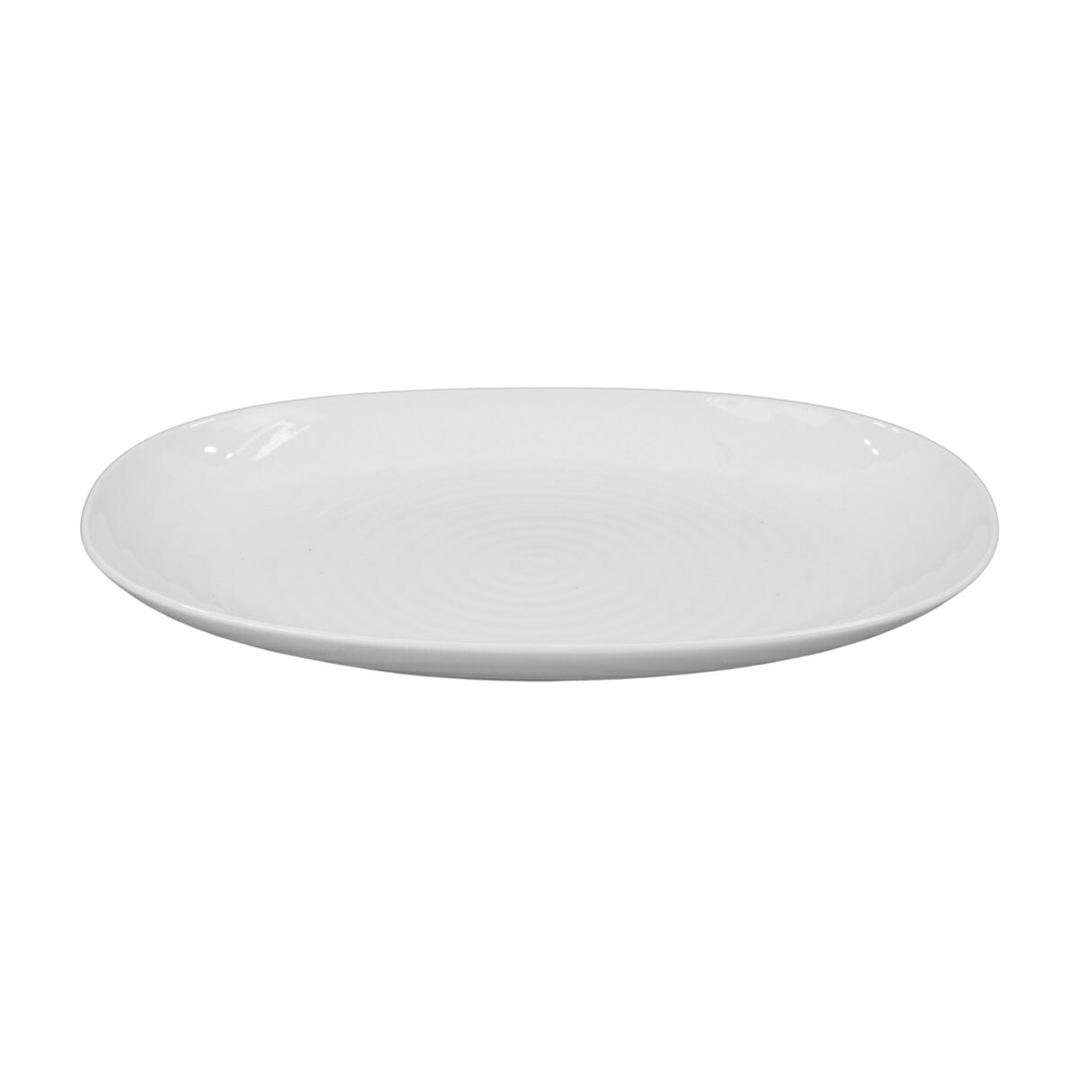 Fuente oval de ceramica labrada circulos 