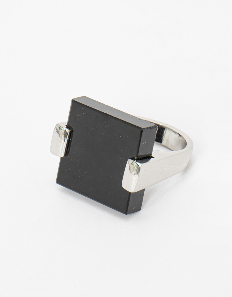 Anillos Medianos y Grandes Acrilico Anillo Grande De Metal Con Piedra - Plateado