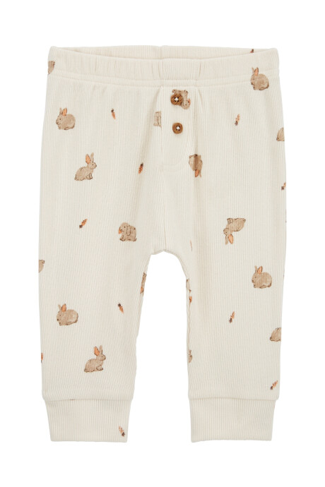 Set dos piezas de algodón, pantalón y remera diseño conejos Sin color