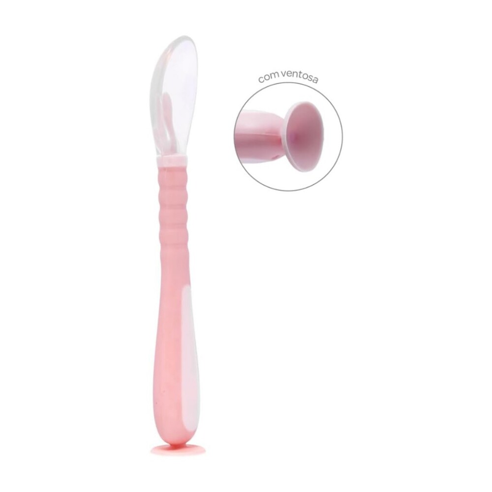 Cuchara flexible con ventosa BUBA rosa