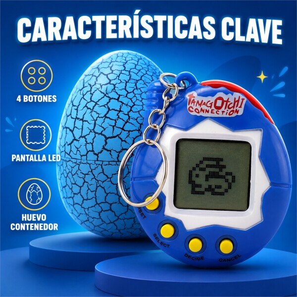 Juego de Mascota Virtual con Huevo y Consola Llavero Azul 1