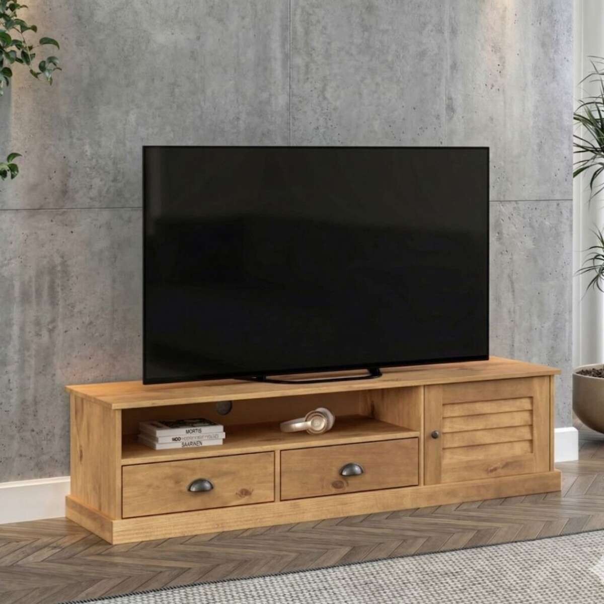 Rack de TV 1 Puerta 2 Cajones Li­nea Valenciana - Natural 