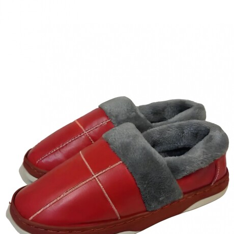 Pantuflas Unisex Cuerina Piel Sintética Antideslizantes Rojo
