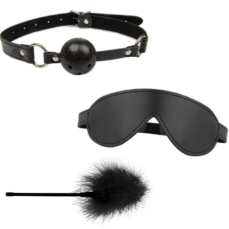 Kit Bdsm Mordaza + Antifaz Ciego + Plumín Kit Bdsm Mordaza + Antifaz Ciego + Plumín