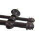 Barrote cortina doble de metal 2 m + 2 Soportes MARRON OSCURO