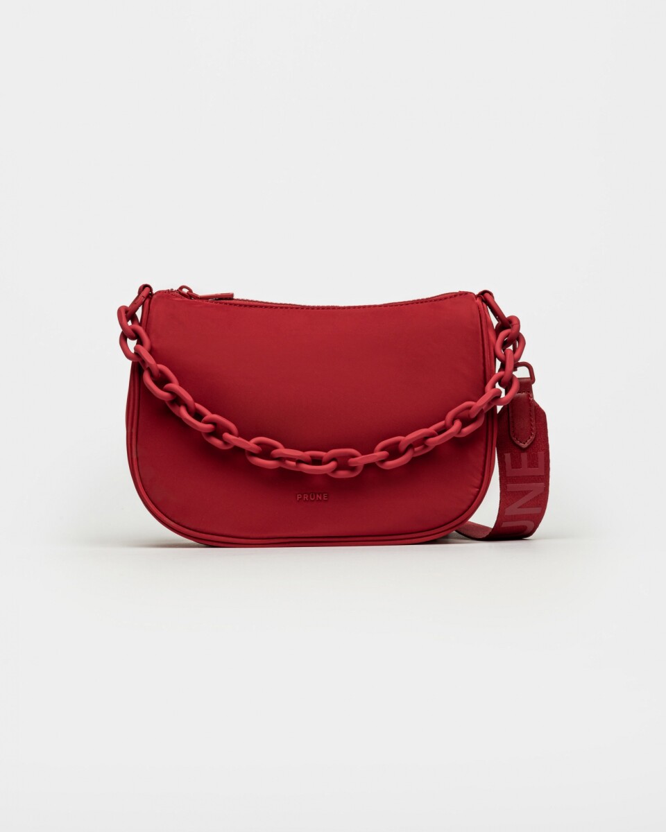 Cartera Mila Efecto Cuero Natural - Rojo 