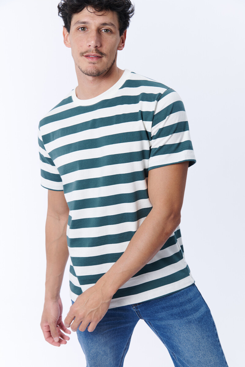 Remera Rayas Verde Y Crudo