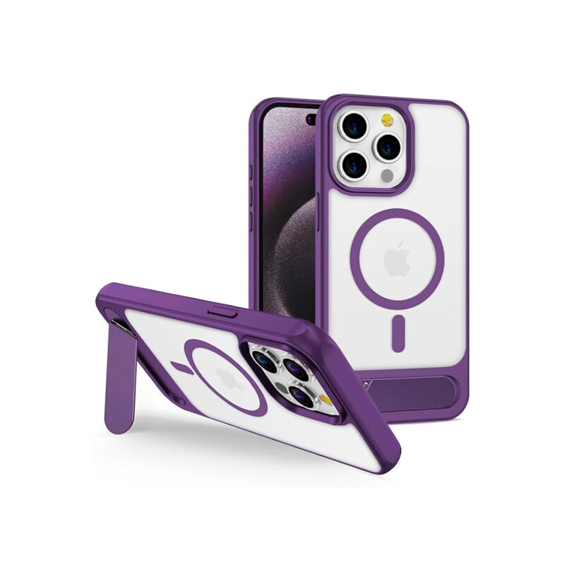 Protector para iPhone 15 Pro Max MagSafe y soporte violeta Protector Para Iphone 15 Pro Max Magsafe Y Soporte Violeta