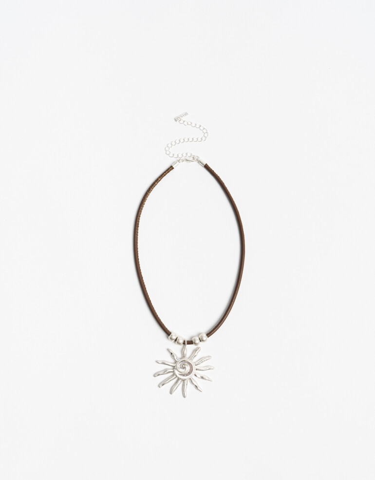 Collares Cortos Metal Collar Corto Sol - Plateado Plata Cepillada Mate