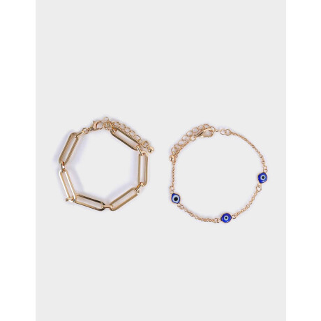 Set De Pulseras Bañadas En Oro Dorado