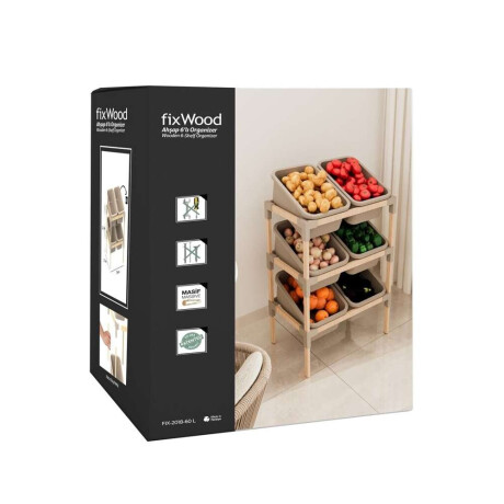 Estanteria 6 Contenerdores 90X55X39Cms Madera Y Pp