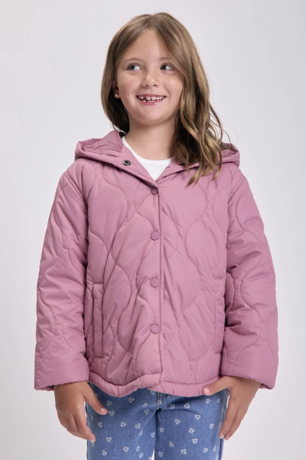 Campera capitoneada capucha Rosa