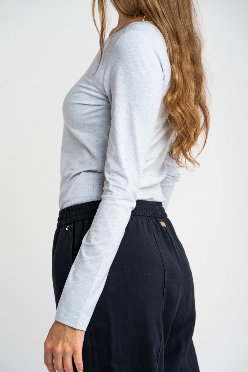 Remera Algodon Elastano Gris Melange