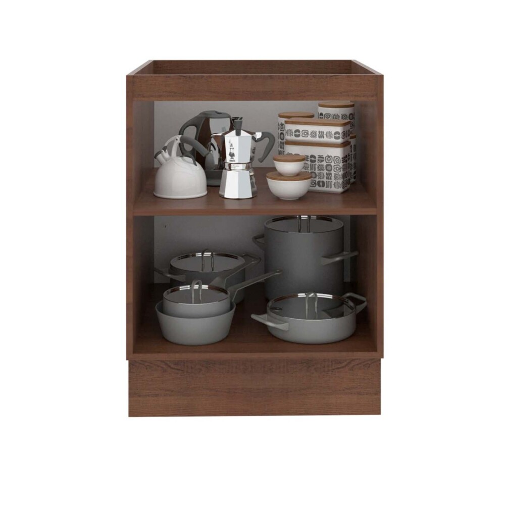 BAJO MESADA 60 CM MDP-Y-VIDRIO GRIS LUX