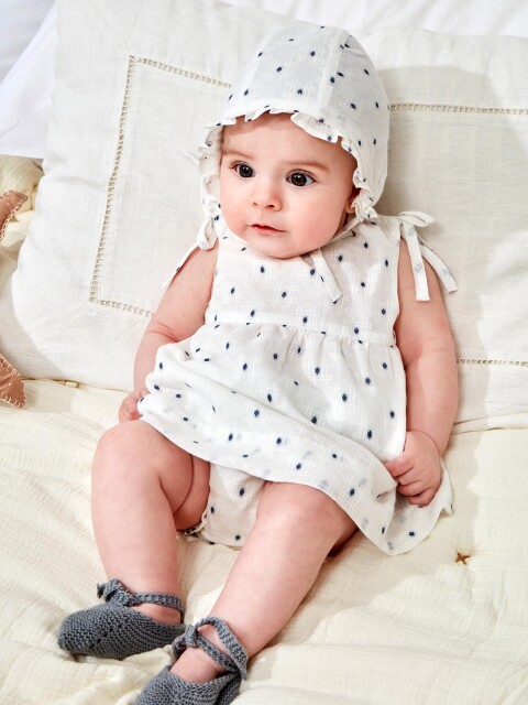 Conjunto De Vestido Dobby Blanco