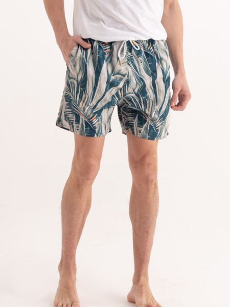 Short de baño estampado Tropical Verde