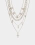 Collares Cortos Religioso Collar Corto Con Cruz - Plateado