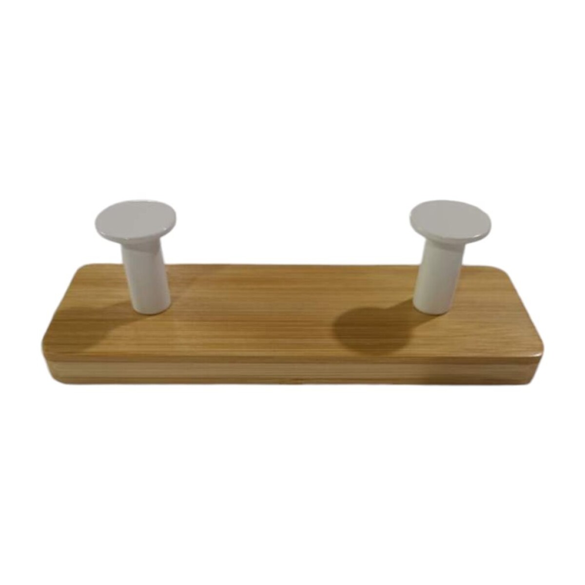 PERCHERO DE PARED 16.5x5CM 2 COLGADORES BAMBOO NATURAL/BCO 