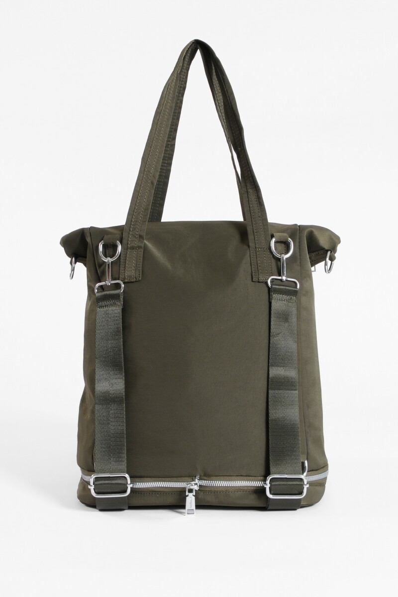 Mochila shopper con bolsillo removible verde