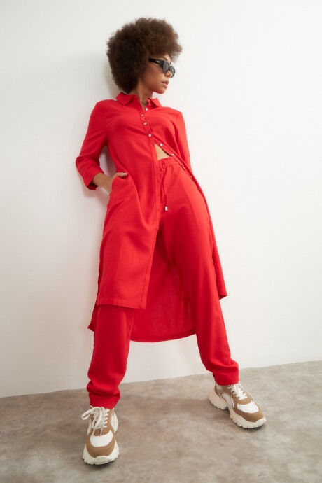 Pantalón pijama de lino rojo