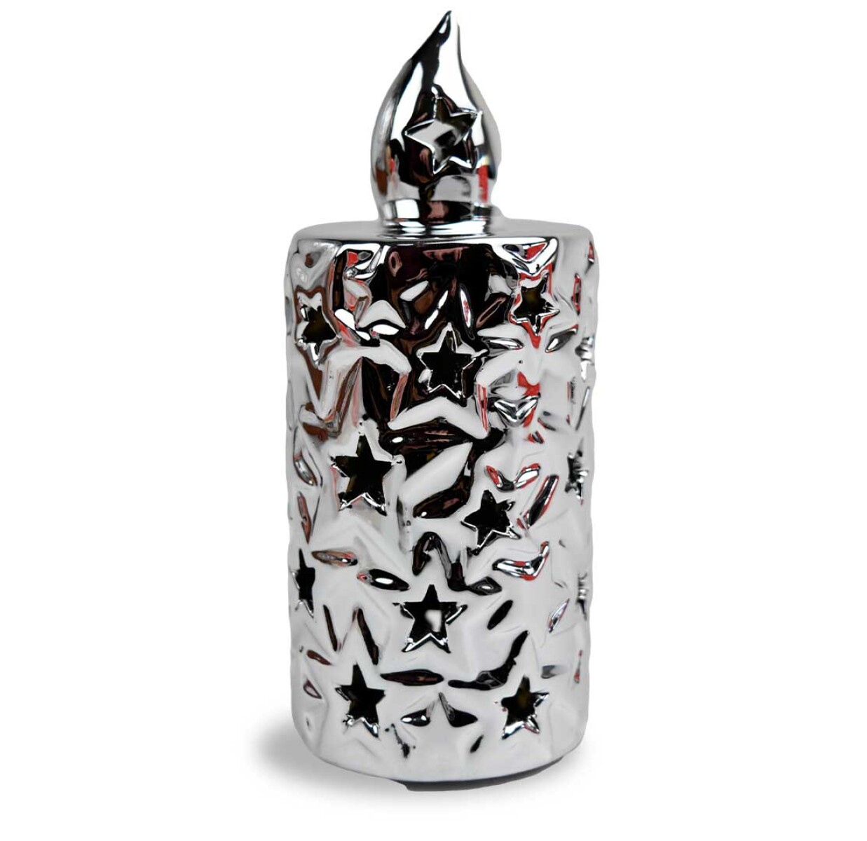 VELA LED NAVIDEÑA CERAMICA METALIZADA DORADA LABRADA 5.5X14CM CAJA 26583 