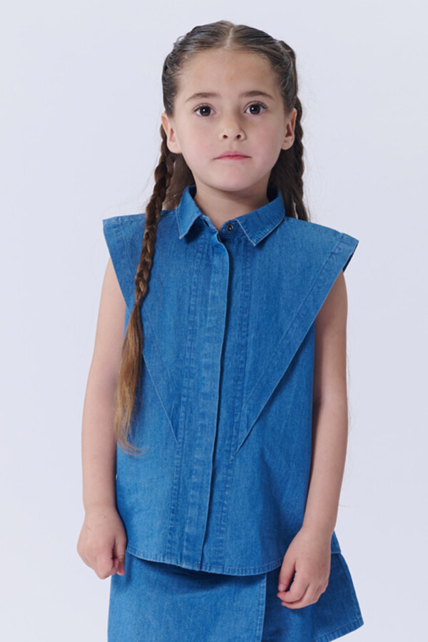 Camisa sin mangas Azul
