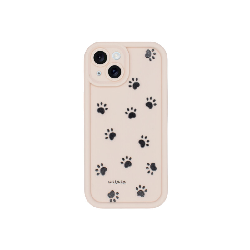 Protector para iPhone 13/14 diseño huellas color beige Protector Para Iphone 13/14 Diseño Huellas Color Beige