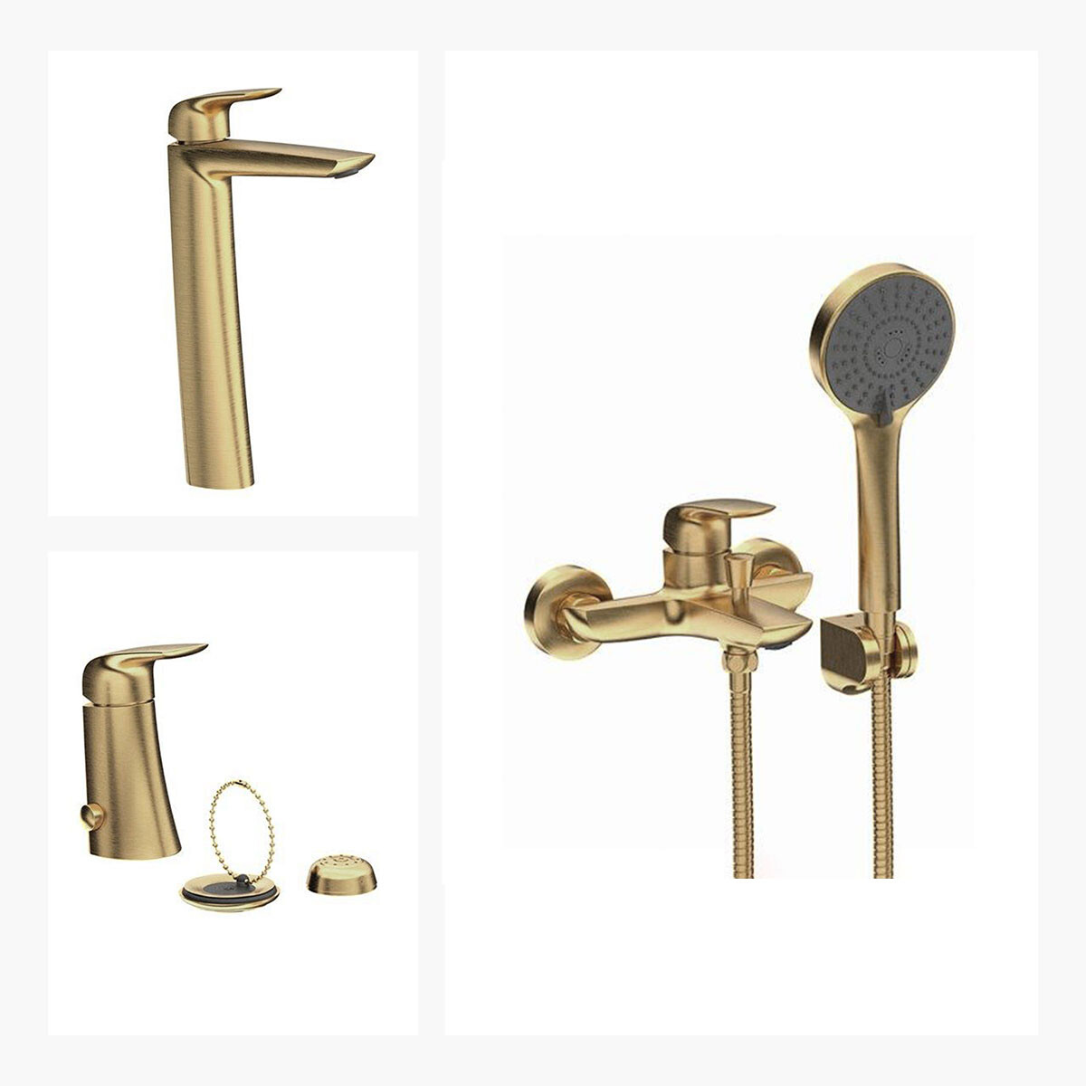 Juego Grifería Ducha Teléfono Bidet Y Lav Alto 