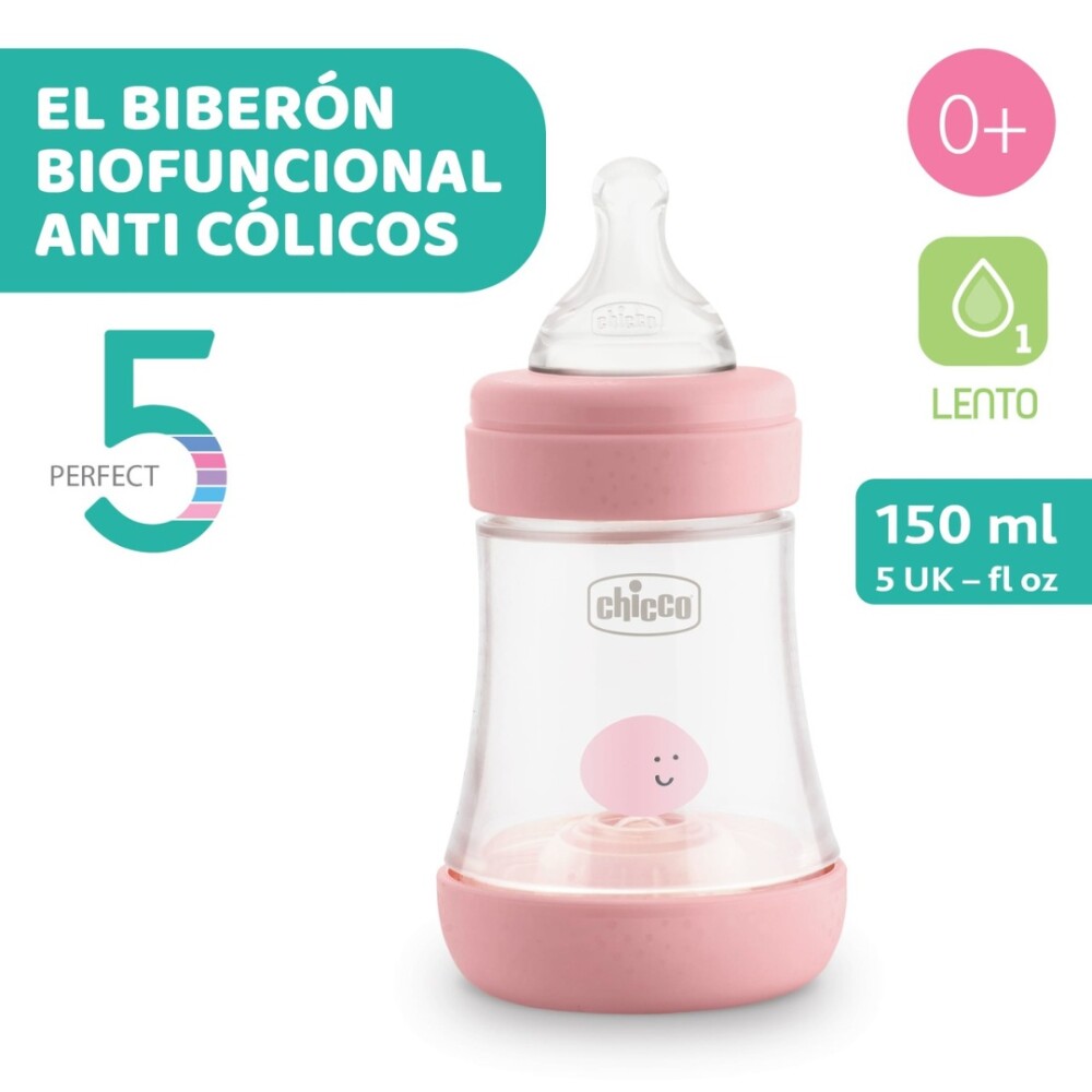 Biberon anticolicos perfect 5 150ml CHICCO rosa