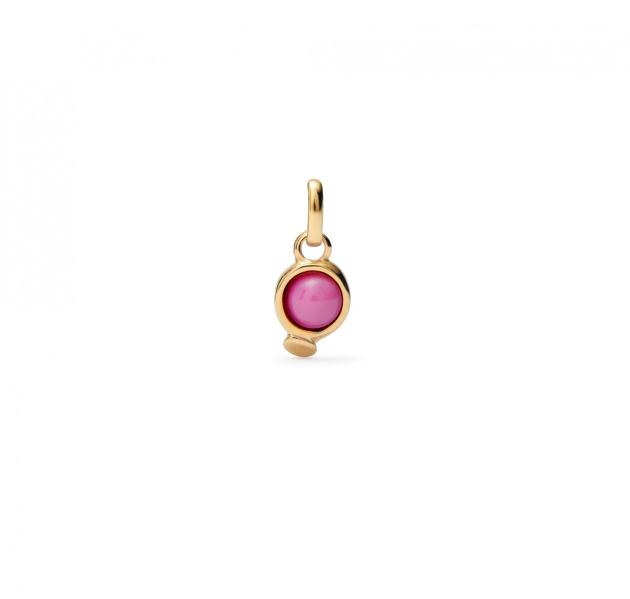 CHARM BAÑADO EN ORO 18K CON PIEDRA ROSA. - Charm 