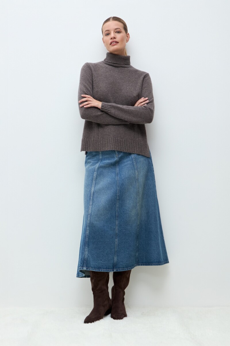 Polera Monaco cashmere blend chocolate melange