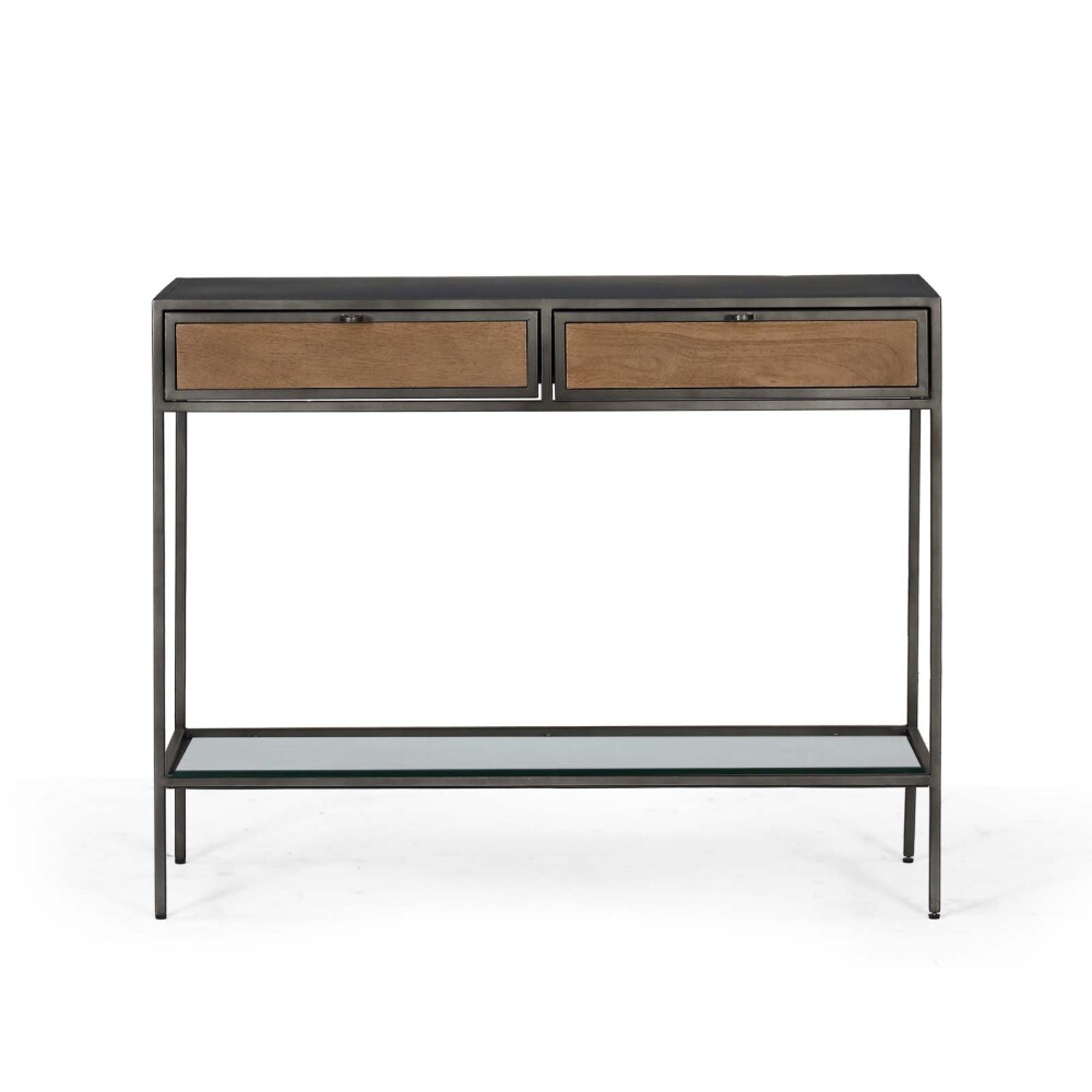 CONSOLA MADERA-Y-METAL MARRON VITRO AVELLANA